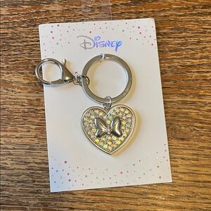 Disney Silver Heart Keychain with Butterfly